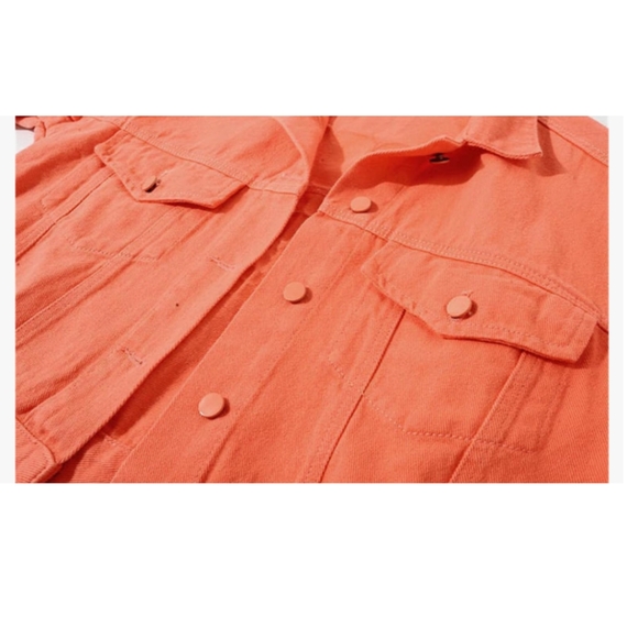 Embossy loose jean coat - Orange - Picture 3 of 4